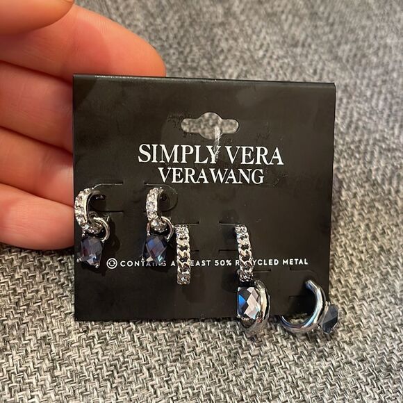 Simply Vera Wang Stone Earrings 3 pack - Picture 2 of 4